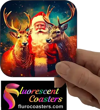  Father Christmas Santa with Reindeer 1