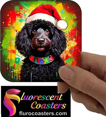 Black Poodle Dog Wearing Christmas Hat 1