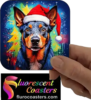 Blue Heeler Dog Wearing Christmas Hat 1