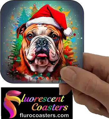 Bulldog Dog Wearing Christmas Hat 1