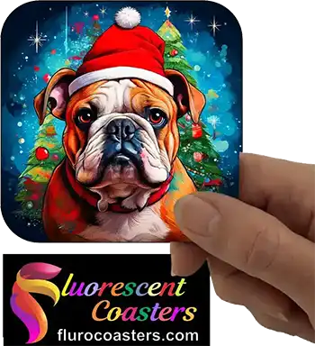 Bulldog Dog Wearing Christmas Hat 2