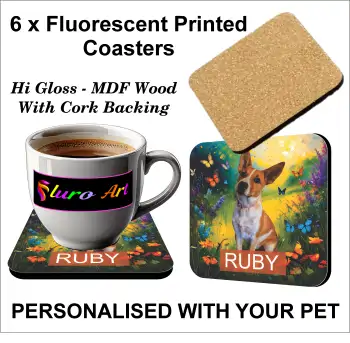 Personalised Pet, Your Dog or Cat - Set of 6 Coasters